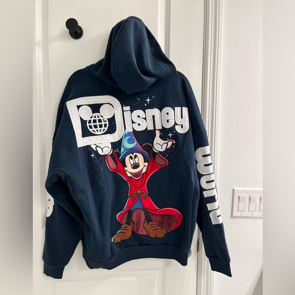 NWT!! 2025 Walt Disney World Sorcerer Mickey Navy Zip Hoodie Sweatshirt